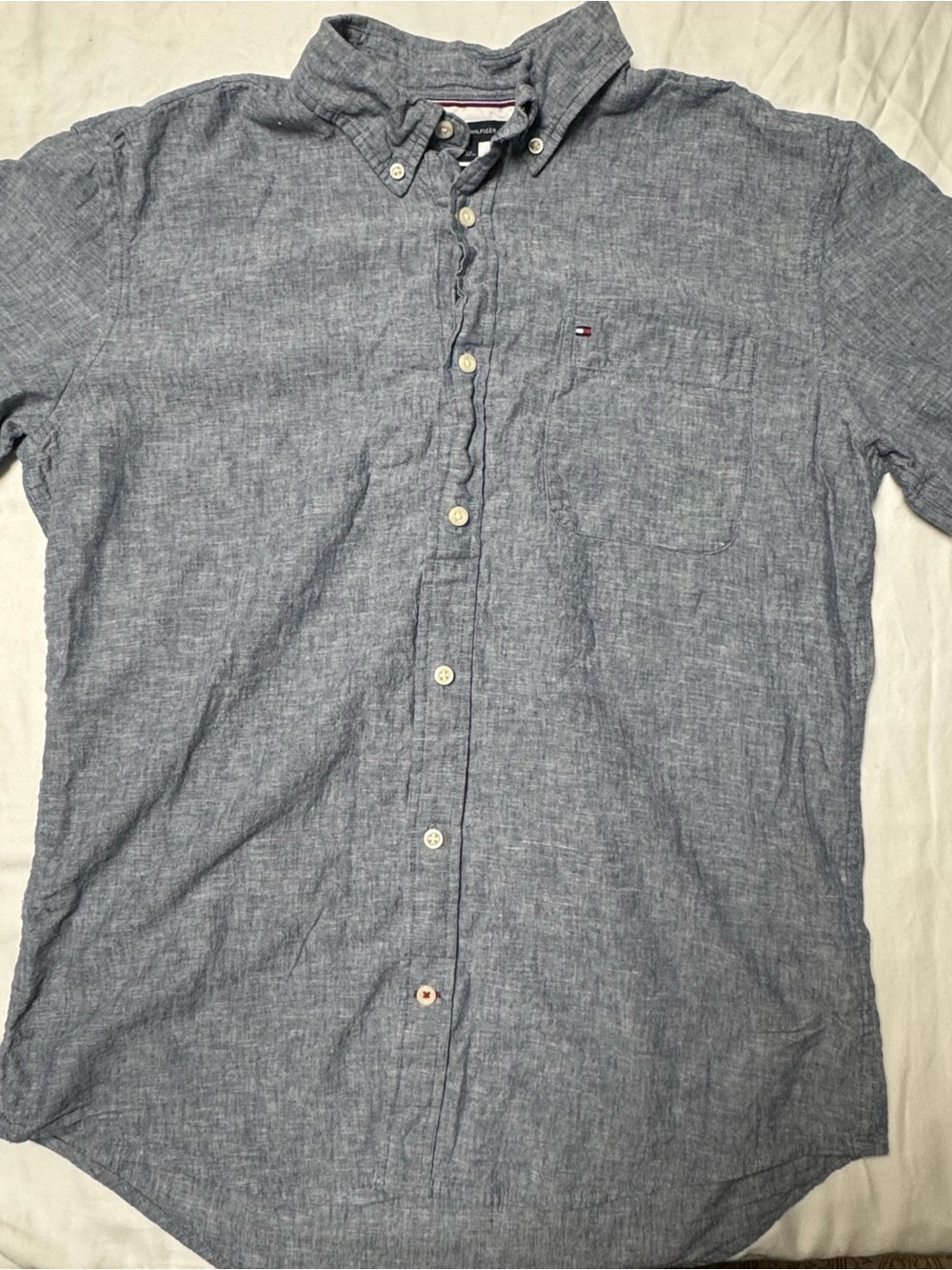 Tommy Hilfiger Men's Chambray Button-Down Shirt - Blue Gray